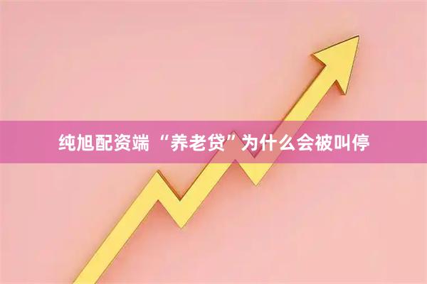纯旭配资端 “养老贷”为什么会被叫停
